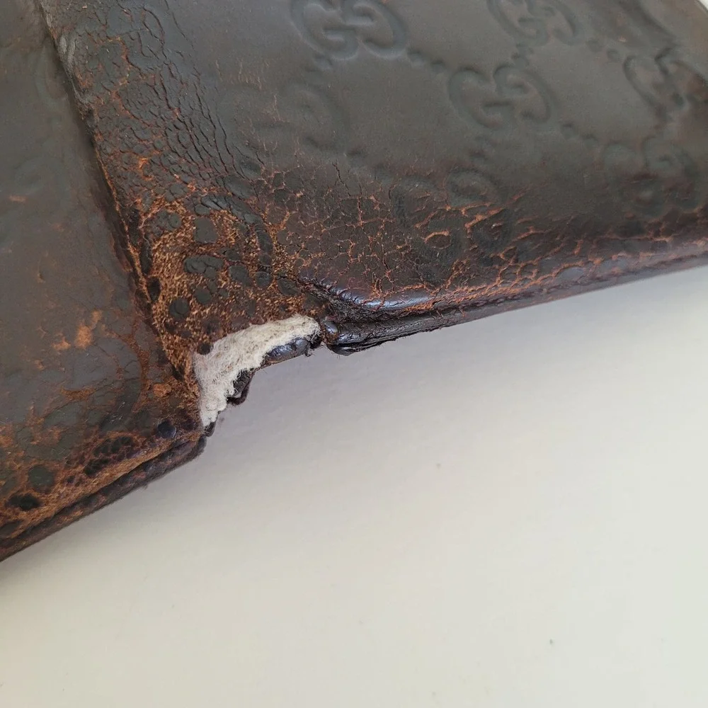Gucci Guccissima Bifold Wallet Brown Leather GG Monogram 146223 2118 Mens